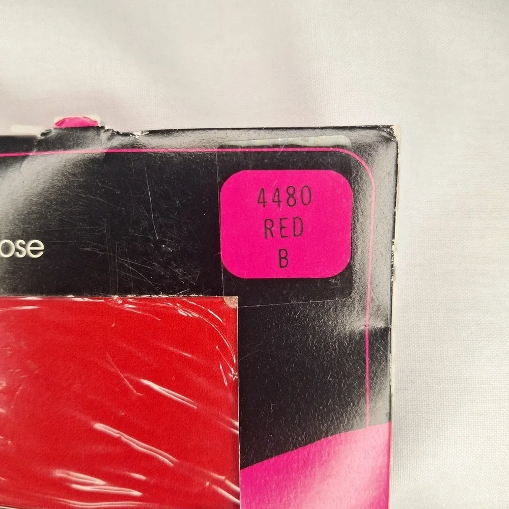 NOS 1980s Diane Von Furstenberg RED Size B Opaque‎ Sheer Panty Hose Fashion 4480